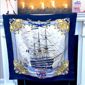 Vintage Silk Vaisseau Borda Paris SOIE Scarf